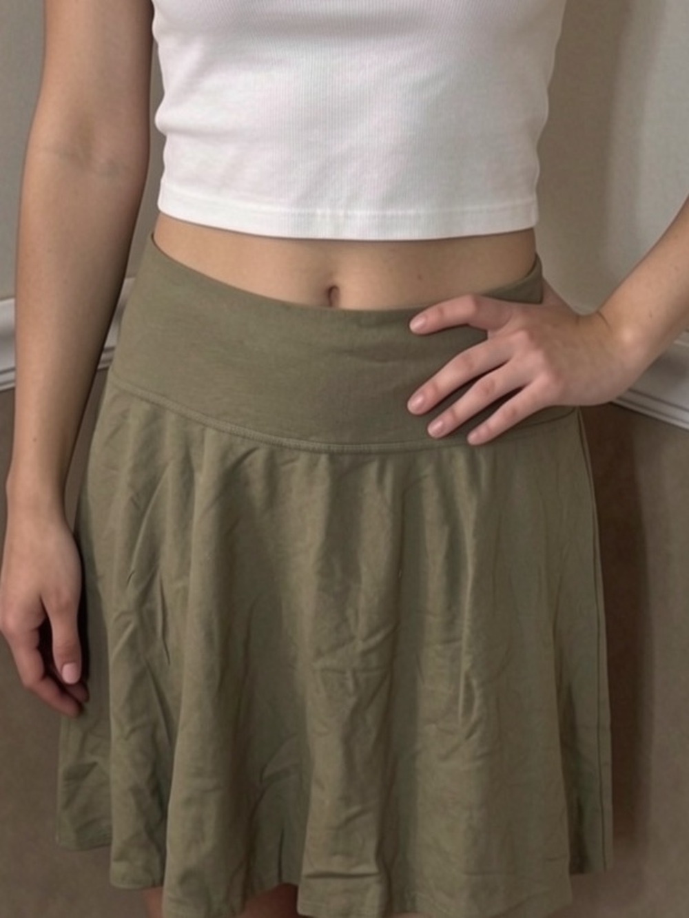 💜 5 for $20! NWT Express Olive Green Skater Skirt
